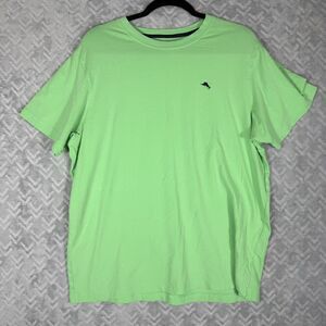 Tommy Bahama Shirt Mens L Green Short Sleeve Graphic Tshirt Stretch Beach Pool